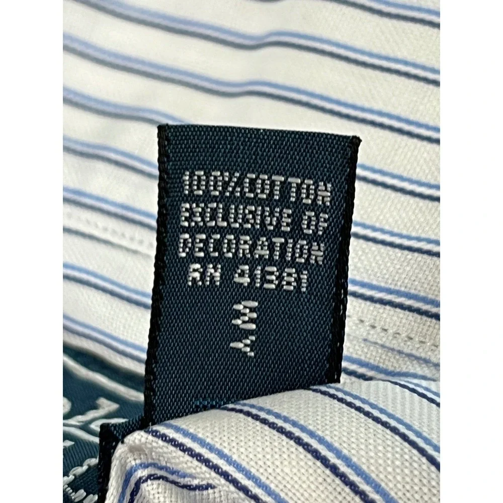 Vintage Polo by Ralph Lauren Regent Striped Dress Shirt Mens 18 Neck 46 Blue NEW